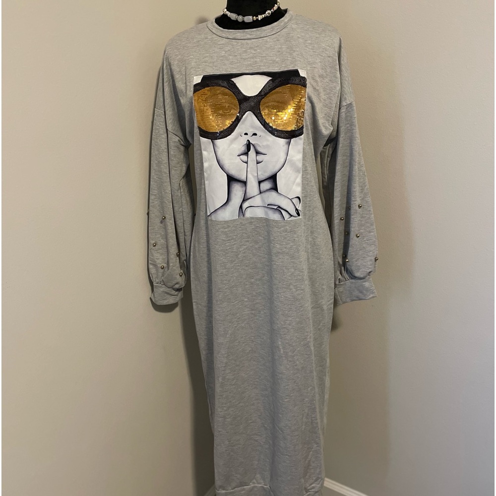 Grey Sweatshirt Dress